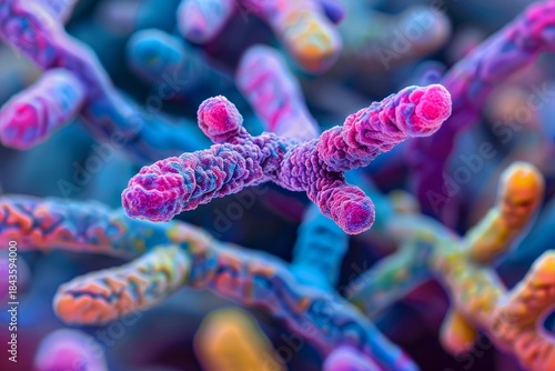 Microscopic view of bifidobacterium, beneficial bacteria residing in the human gut, promoting digestive health and bolstering the immune system
