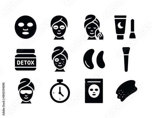 Face Mask Icon Set. Face mask set. Solid icon set of face mask s