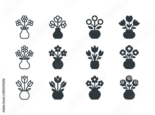 Floral Logo Variations. Greet with flowers. Icon set. Set Logo o