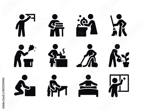 Household Task Icons. Household Tasks. Solid icon set of Househo