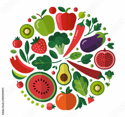 A vibrant and colorful assortment of fresh fruits and vegetables highlights the beauty of nature’s bounty, promoting healthy eating, nutrition, and the joy of cooking with wholesome ingredients.