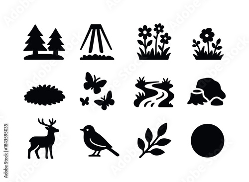 Glade Nature Icons. Glade. Solid icon set of glade: forest clear