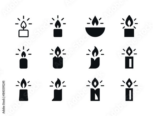 Candle Light Logos. Candle Light. Icon set. Set Logo of candle l