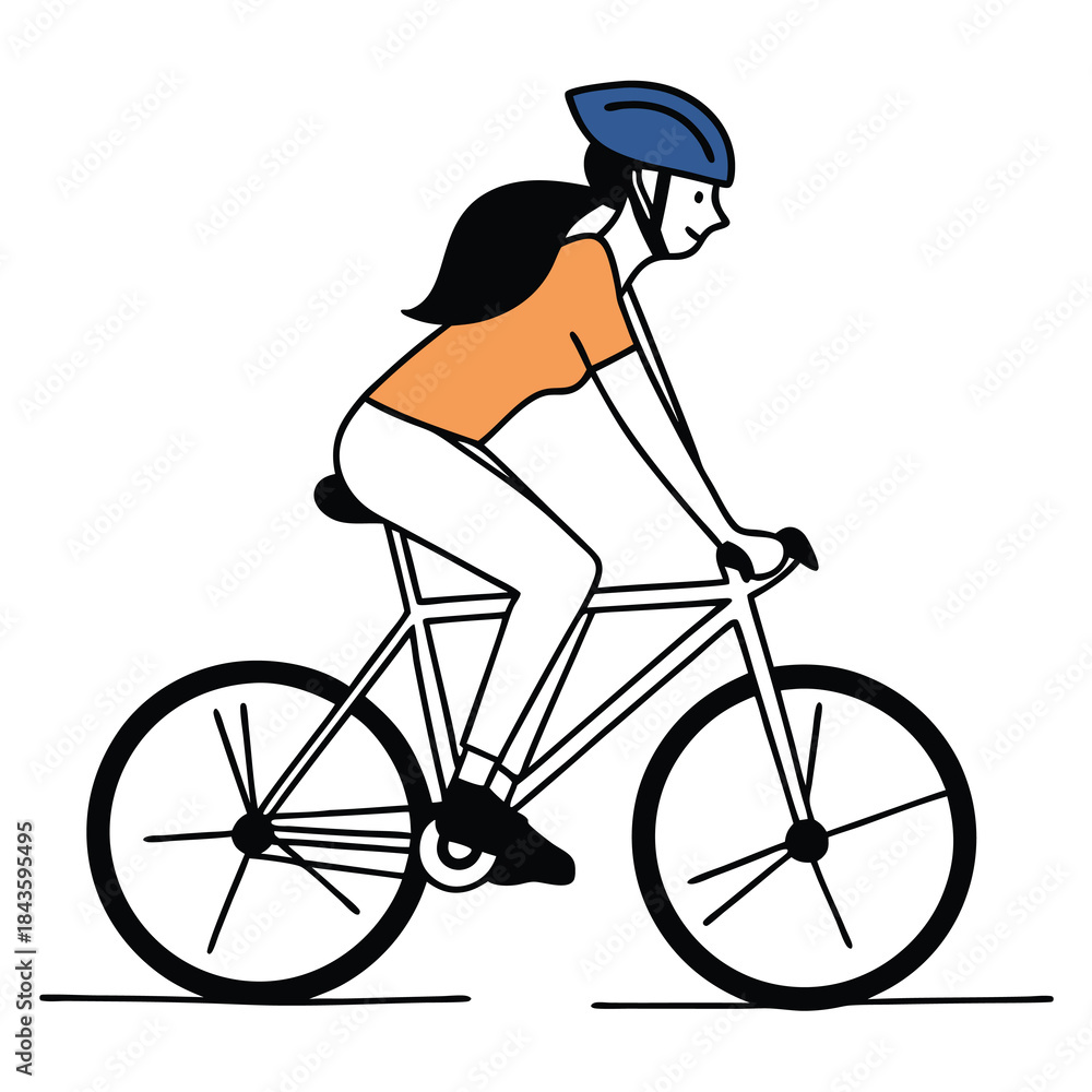 Fototapeta premium silhouette of a woman riding bicycle