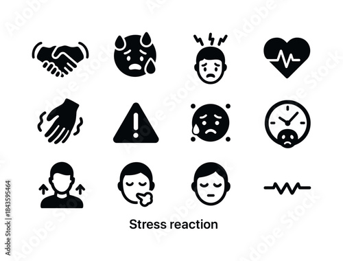 Stress Reaction Icons. Stress Reaction. Solid icon set of Stress