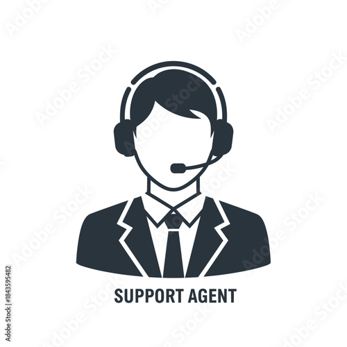 Support agent with headset and microphone
