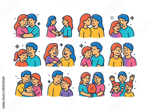 Family Love Icons. Family love. Colorful isometric vector icons