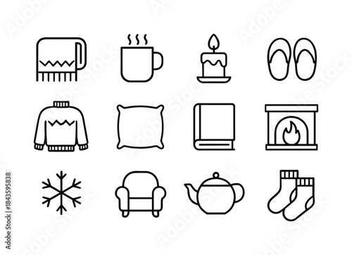 Winter Comfort Icons. Winter Comfort. Line icon set of Winter Co