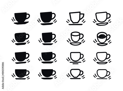 Shaking Coffee Logos. Shaking. Icon set. Set Logo of Shaking: co