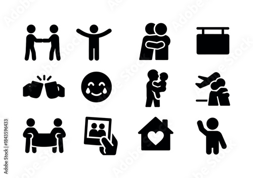 Reunion Icons Collection. Reunion. Solid icon set of Reunion: fr