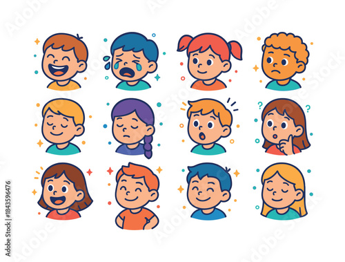 Kids' Emotions Icons. Kids