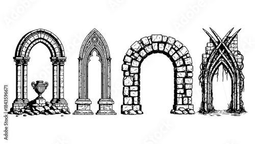 Ancient stone archway entrance of the Cathedral of St Louis