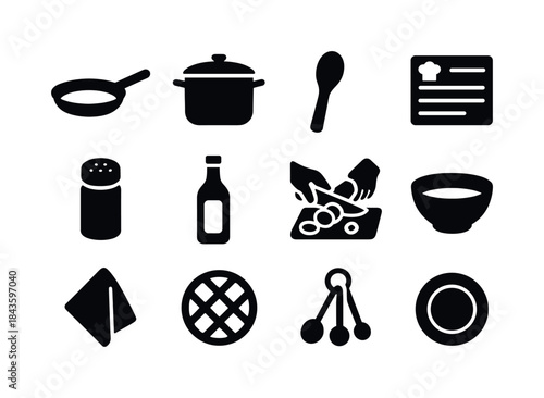 Home Cooking Icons. Home Cooking. Solid icon set of Home Cooking