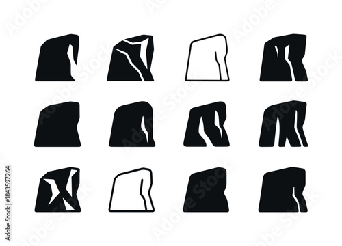 Rock Formation Icons. Rock Formations. Icon set. Set Logo of Roc