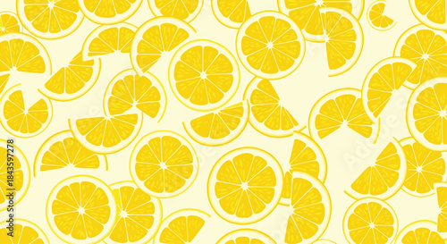 Bright yellow lemon slices create a vibrant seamless pattern that evokes sunshine and fresh fruit and a summer mood across a bold citrus themed background.