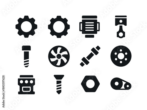 Core Mechanics Icons. Core Mechanics. Solid icon set of Core Mec