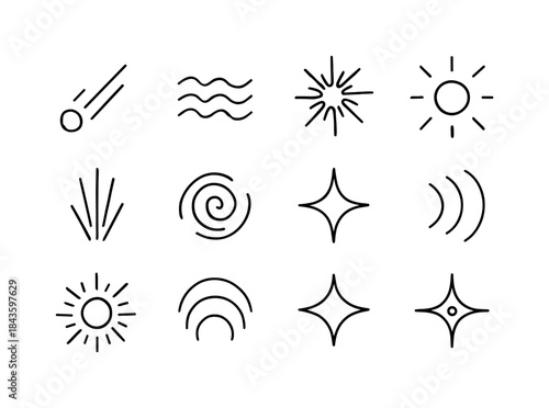 Astronomical Energy Icons. Astronomical Energy. Line icon set of