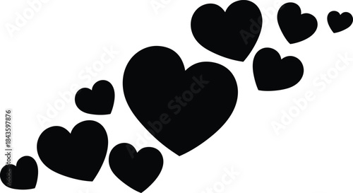 Abstract Black Hearts Graphic Design Symbolizing Love and Affection Flowing Artistically