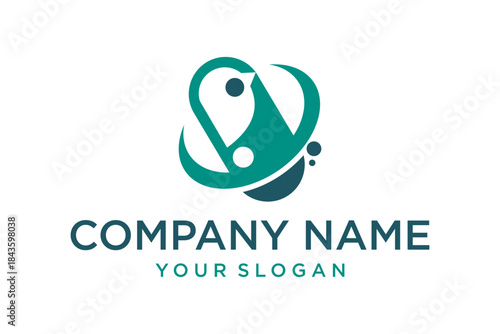 Modern Abstract Logo Design with Interconnected Teal Shapes and Dots for Corporate Branding