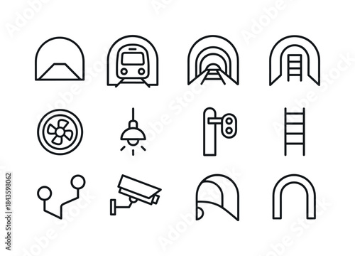 Underground Transit Icons. Underground Transit. Line icon set of