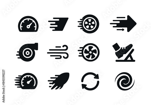 High-Speed Icon Set. High-speed motion. Solid icon set of High-s