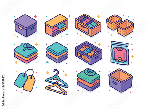 Colorful Clothing Storage Icons. Clothing Storage. Colorful isom