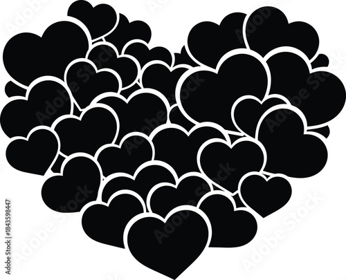 A visually captivating illustration showcasing a large heart shape intricately composed of numerous smaller hearts, symbolizing profound love, collective affection, and heartfelt unity