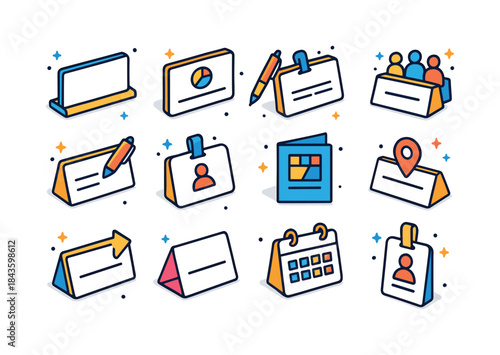 Colorful Corporate Place Cards. Corporate place cards. Colorful