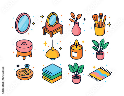Colorful Mirror Corners. mirror corner. Colorful isometric vecto