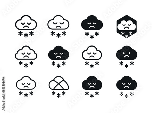 Weather Mood Icons. how weather affects mood. Icon set. Set Logo
