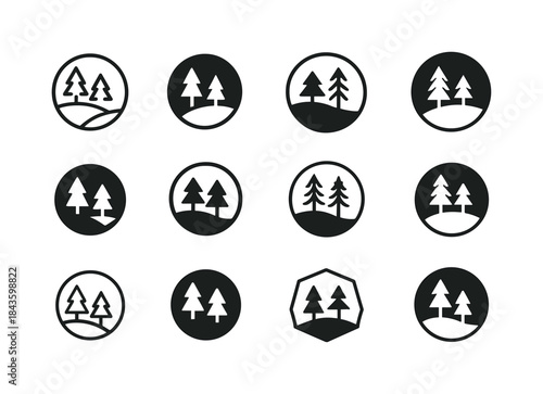 Glade Logo Variations. glade. Icon set. Set Logo of glade: fores