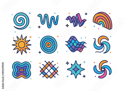 Colorful Energy Icons. Energy Patterns. Colorful isometric vecto