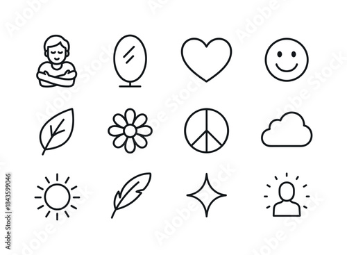 Self-Acceptance Icons. Self-Acceptance. Line icon set of Self-Ac