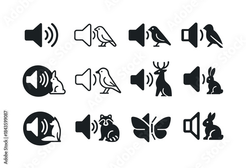 Wildlife Noise Icons. noise pollution