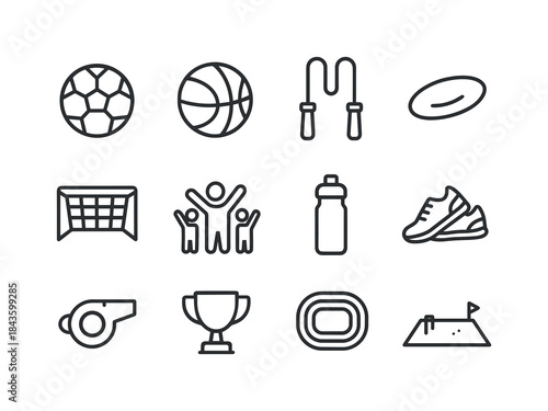 Family Recreation Icons. Family Recreation. Line icon set of Fam