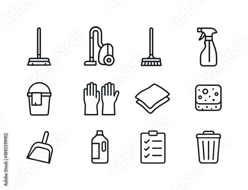 House Cleaning Icons. House Cleaning. Line icon set of House Cle