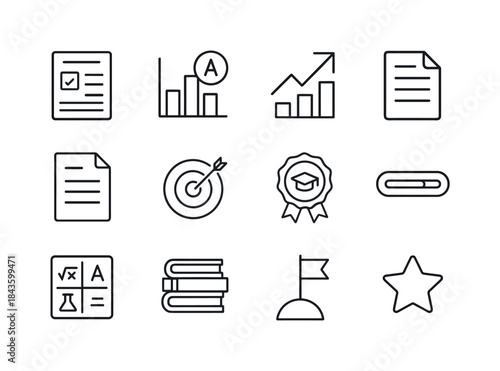 Student Progress Icons. Student Progress. Line icon set of Stude
