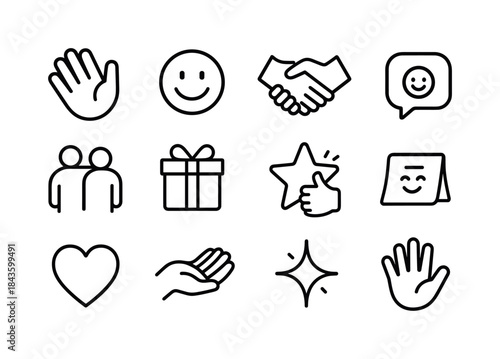 Friendly Gesture Icons. Friendly gestures. Line icon set of Frie