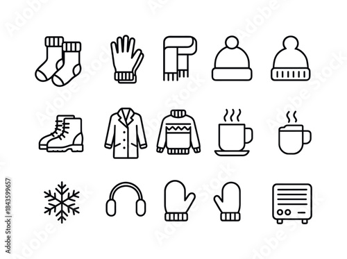 Winter Essentials Icons. Winter Essentials. Line icon set of Win