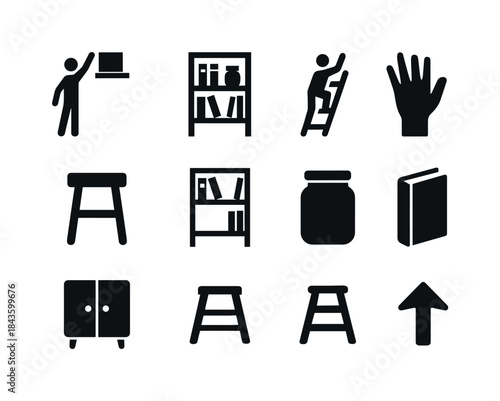 Reaching for High Shelf. Reaching for Something on a High Shelf.