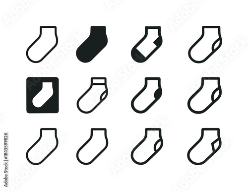 Socks Icon Set. Socks. Icon set. Set Logo of Socks: ankle sock.