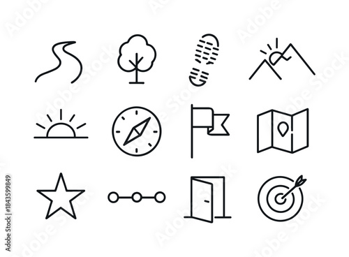 Life Journey Icons. Life Journey. Line icon set of Life Journey:
