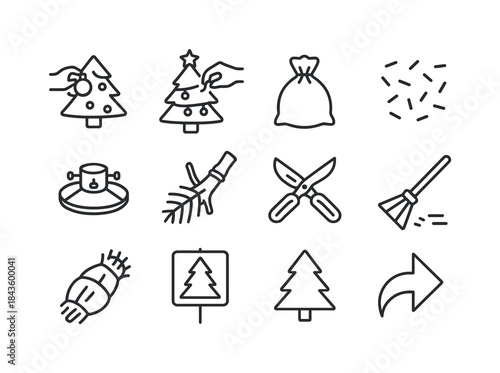 Tree Take-Down Icons. Tree Take-Down. Line icon set of Tree Take