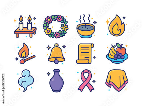 Colorful Ceremony Icons. Ceremony. Colorful isometric vector ico