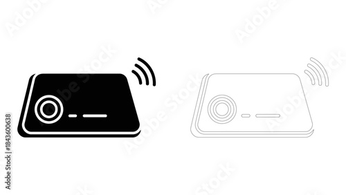Smart placemat icon and illustration for interactive dining assistance, representing connected technology for modern eat