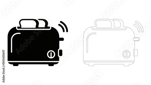 Smart toaster icon symbolizing internet connectivity and modern kitchen appliance for breakfast preparation, isolated on