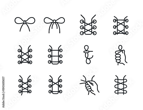 Lacing Techniques Icons. Lacing Techniques. Line icon set of Lac