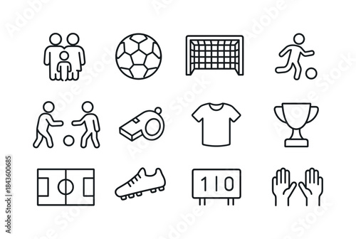Family Soccer Icons. Family Soccer. Line icon set of Family Socc