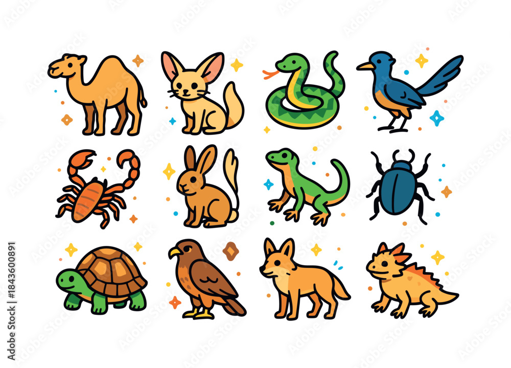 Obraz premium Desert Animal Icons. Desert animals. Colorful isometric vector i