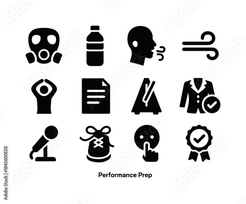Performance Prep Icons. Performance Prep. Solid icon set of Perf
